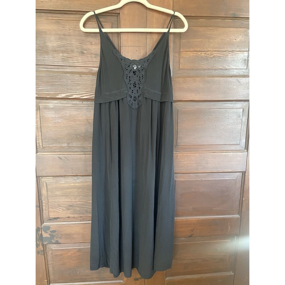 Wilfred 100% Silk Dress Black Size Xxs Spaghetti Strap Crochet Too